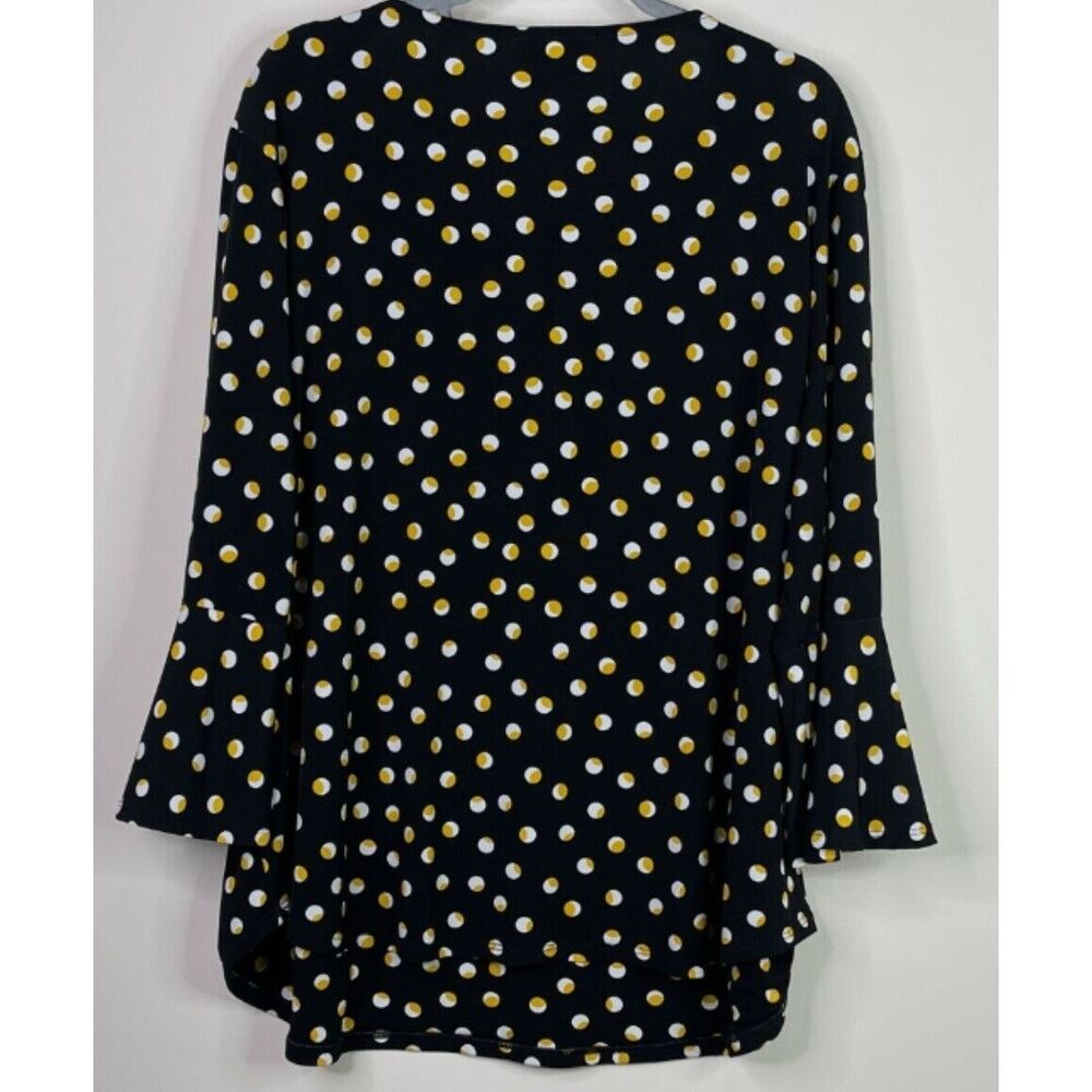 Carmen Marc Valvo Polka Dot Y2K Bell Sleeve Blouse Women's Size 2X - Picture 3 of 8